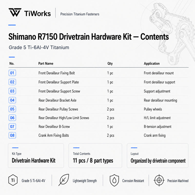 Shimano 105 Di2 R7150 Titanium Drivetrain Bolt Kit - main product image