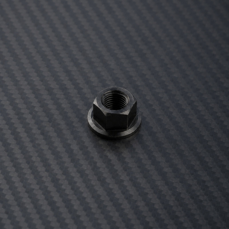 M10 x 1.5 Titanium Hex Flange Nut - Raw Titanium