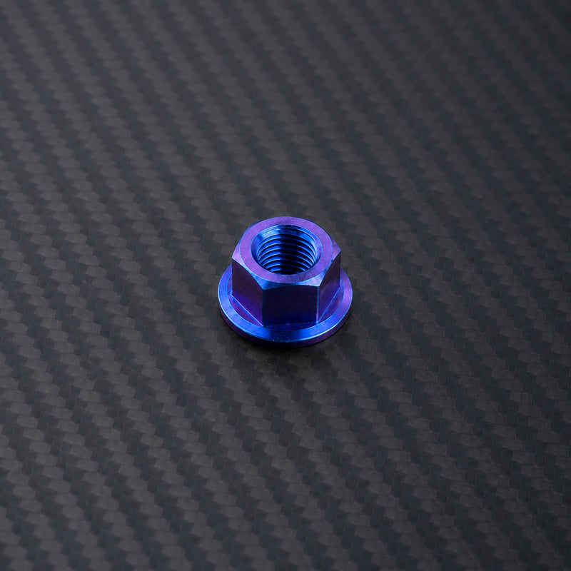 M12 x 1.25 Titanium Hex Flange Nut - Blue Purple