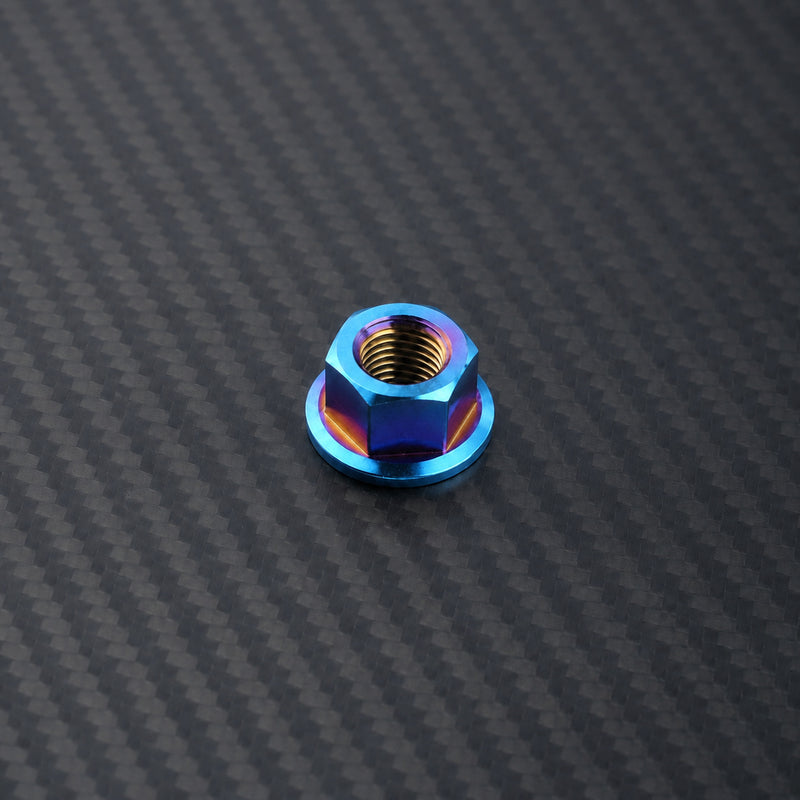 M12 x 1.25 Titanium Hex Flange Nut - Burnt Blue