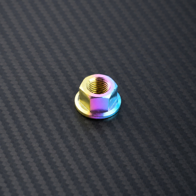 M12 x 1.25 Titanium Hex Flange Nut - Candy Gloss