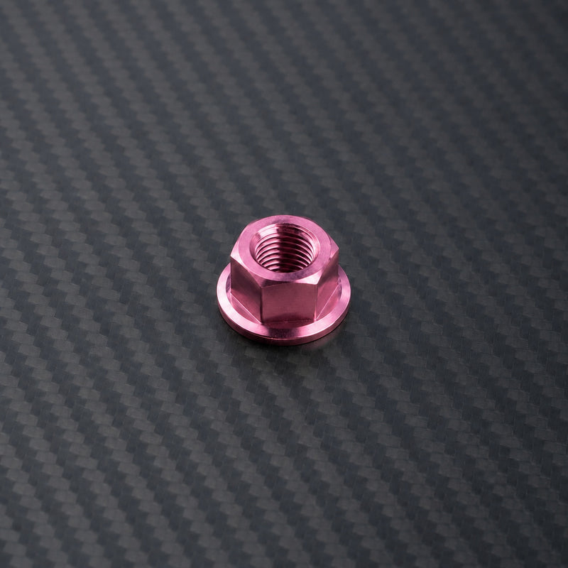 M12 x 1.25 Titanium Hex Flange Nut - Champagne Pink