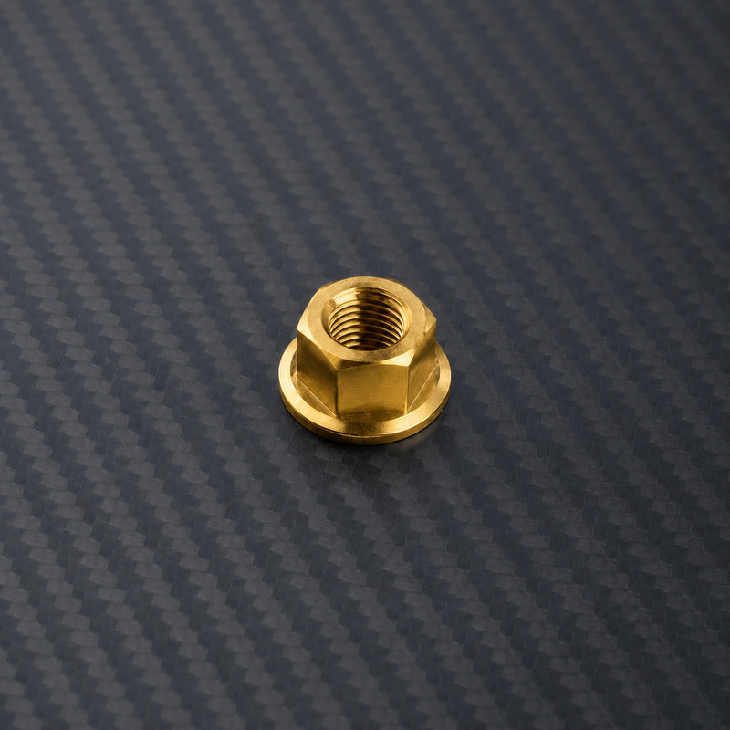 M12 x 1.25 Titanium Hex Flange Nut - Gold