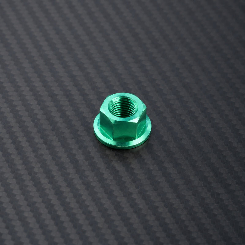 M12 x 1.25 Titanium Hex Flange Nut - Green