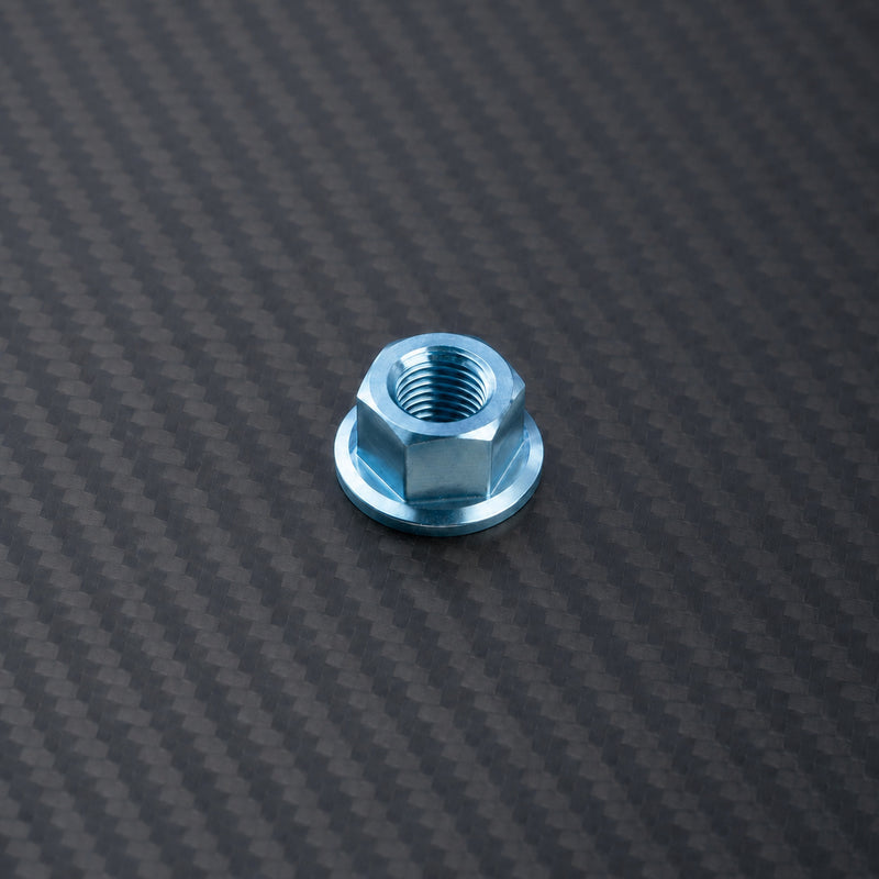 M12 x 1.25 Titanium Hex Flange Nut - Ice Blue