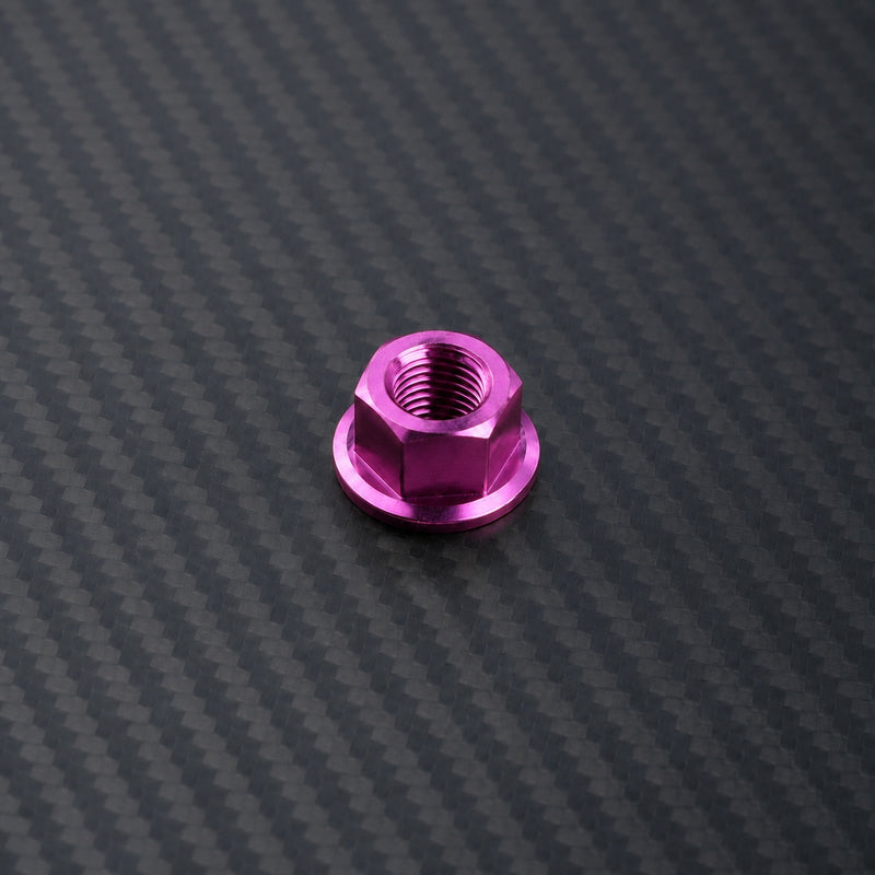 M12 x 1.25 Titanium Hex Flange Nut - Magenta