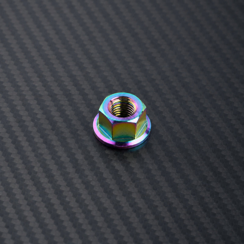 M12 x 1.25 Titanium Hex Flange Nut - Rainbow