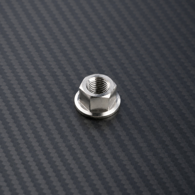 M12 x 1.25 Titanium Hex Flange Nut - Raw Titanium