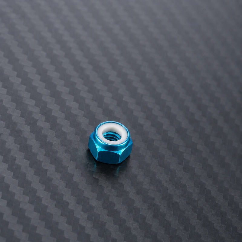 M8 Titanium Nylon Lock Nut - Aqua Blue