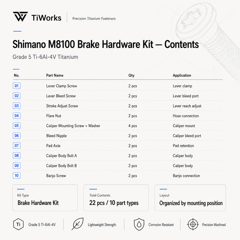 Shimano XT M8100 Titanium Disc Brake Bolt Kit - main product image