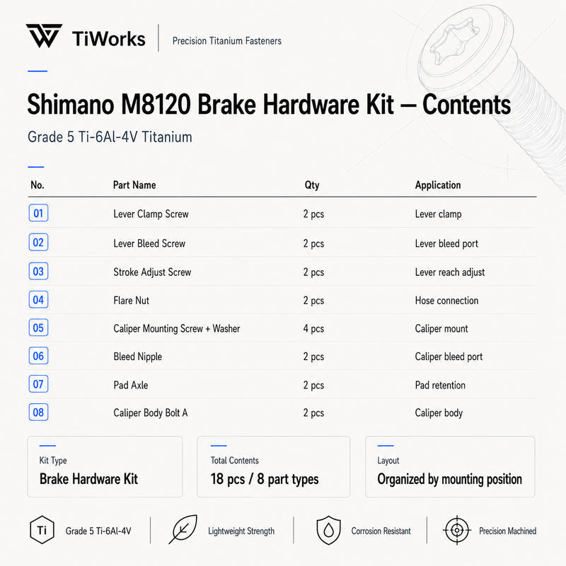 Shimano XT M8120 Titanium Disc Brake Bolt Kit - main product image