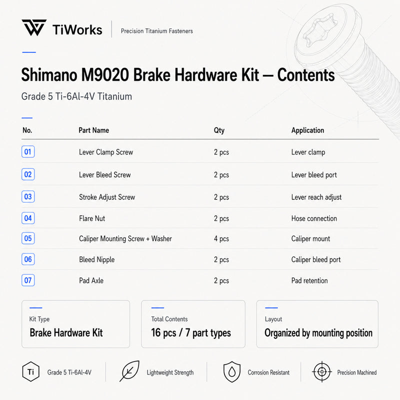 Shimano XTR M9020 Titanium Disc Brake Bolt Kit - main product image