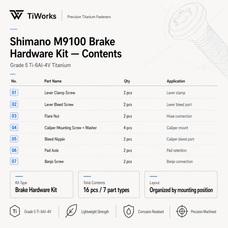 Shimano XTR M9100 Titanium Disc Brake Bolt Kit - main product image