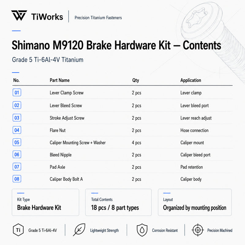 Shimano XTR M9120 Titanium Disc Brake Bolt Kit - main product image