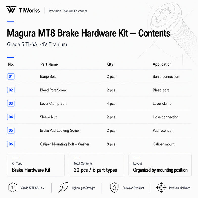 Magura MT8 Titanium Disc Brake Bolt Kit - main product image