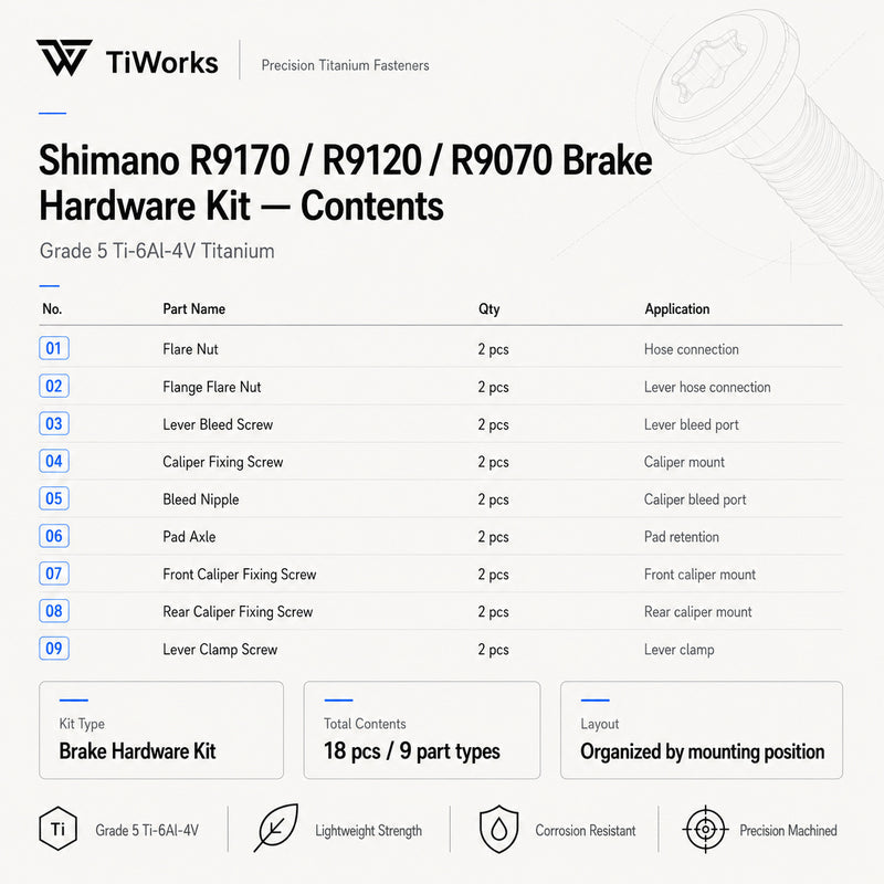 Shimano Dura-Ace R9170/R9120 Titanium Disc Brake Bolt Kit - main product image