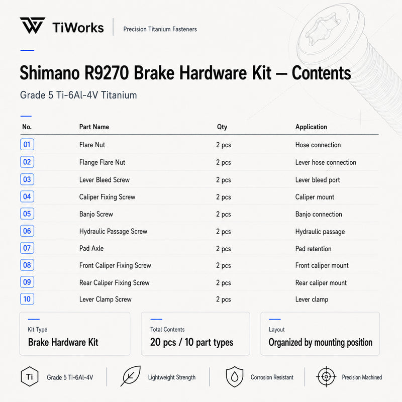 Shimano Dura-Ace R9270 Titanium Disc Brake Bolt Kit - main product image
