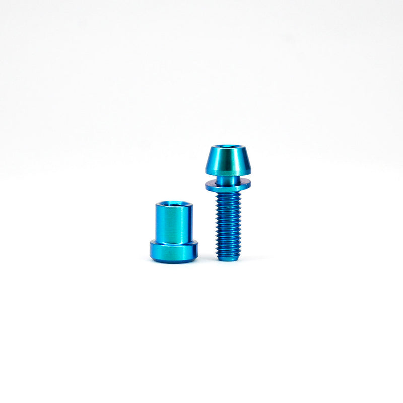 M5 Titanium Stem Clamp Bolt Set - Aqua Blue