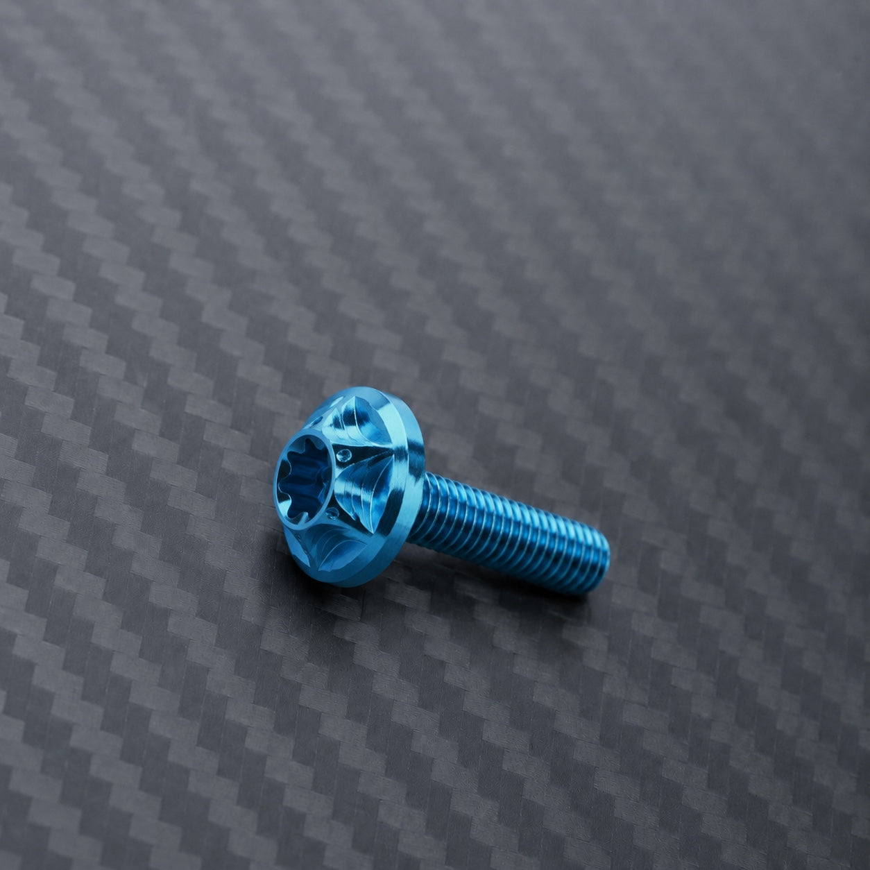 M8 Titanium Scalloped Flange Button Head Bolt – Aqua Blue