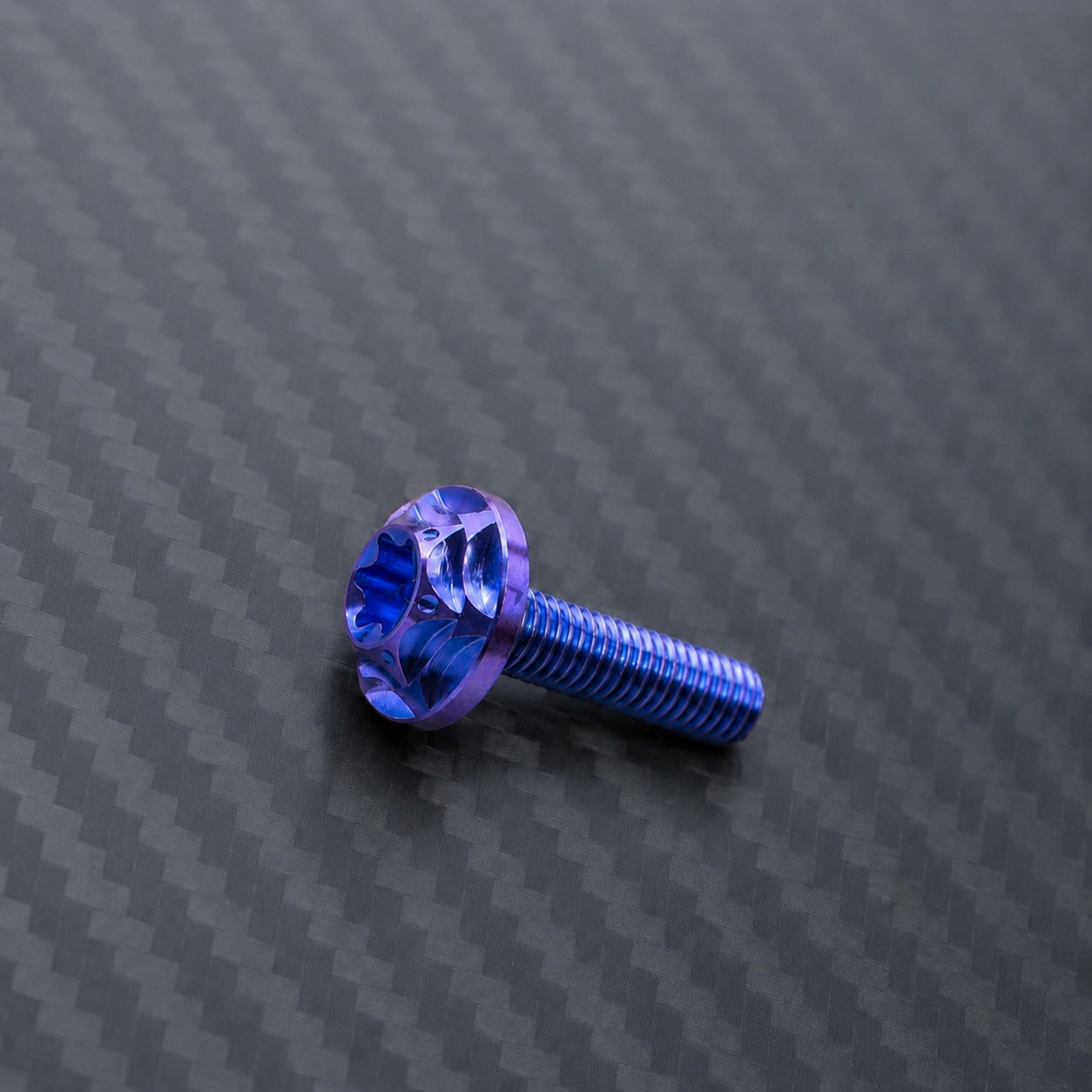 M8 Titanium Scalloped Flange Button Head Bolt – Blue Purple