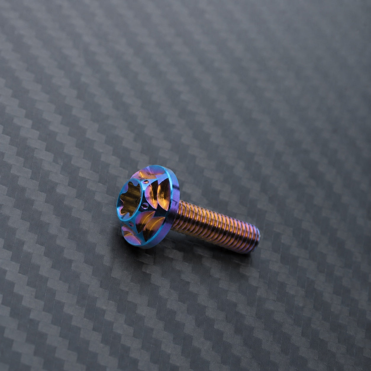 M8 Titanium Scalloped Flange Button Head Bolt – Burnt Blue
