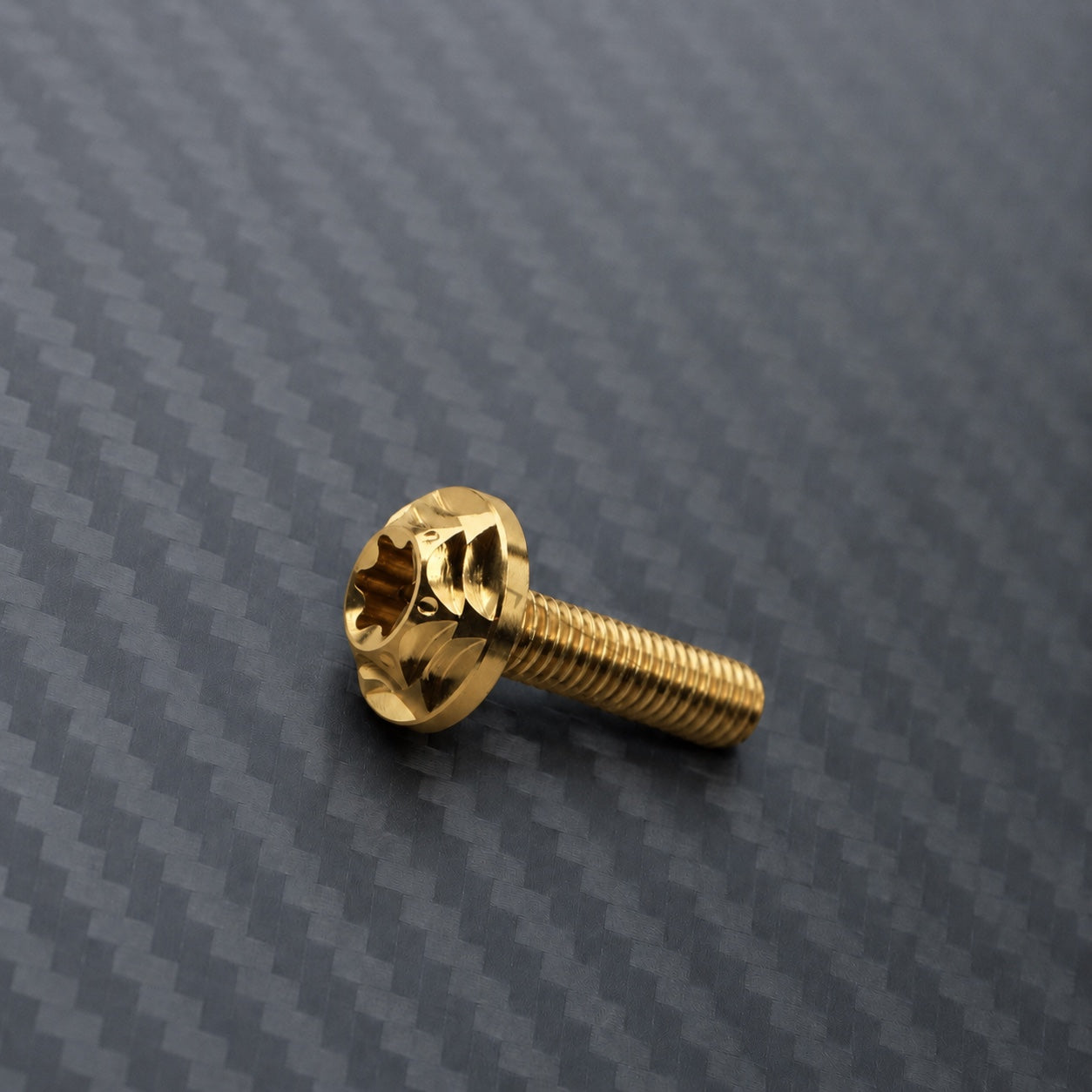 M8 Titanium Scalloped Flange Button Head Bolt – Gold