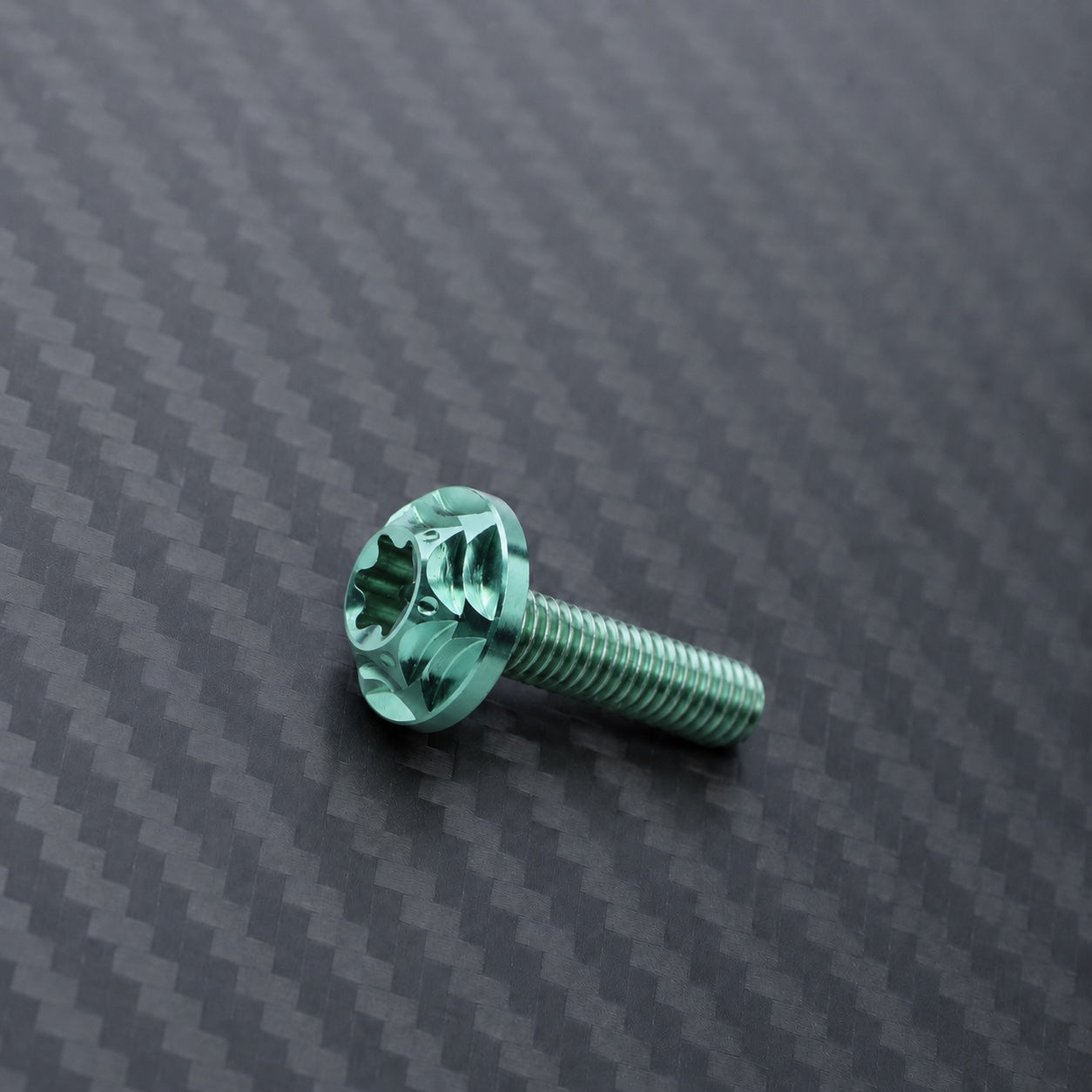 M8 Titanium Scalloped Flange Button Head Bolt – Green