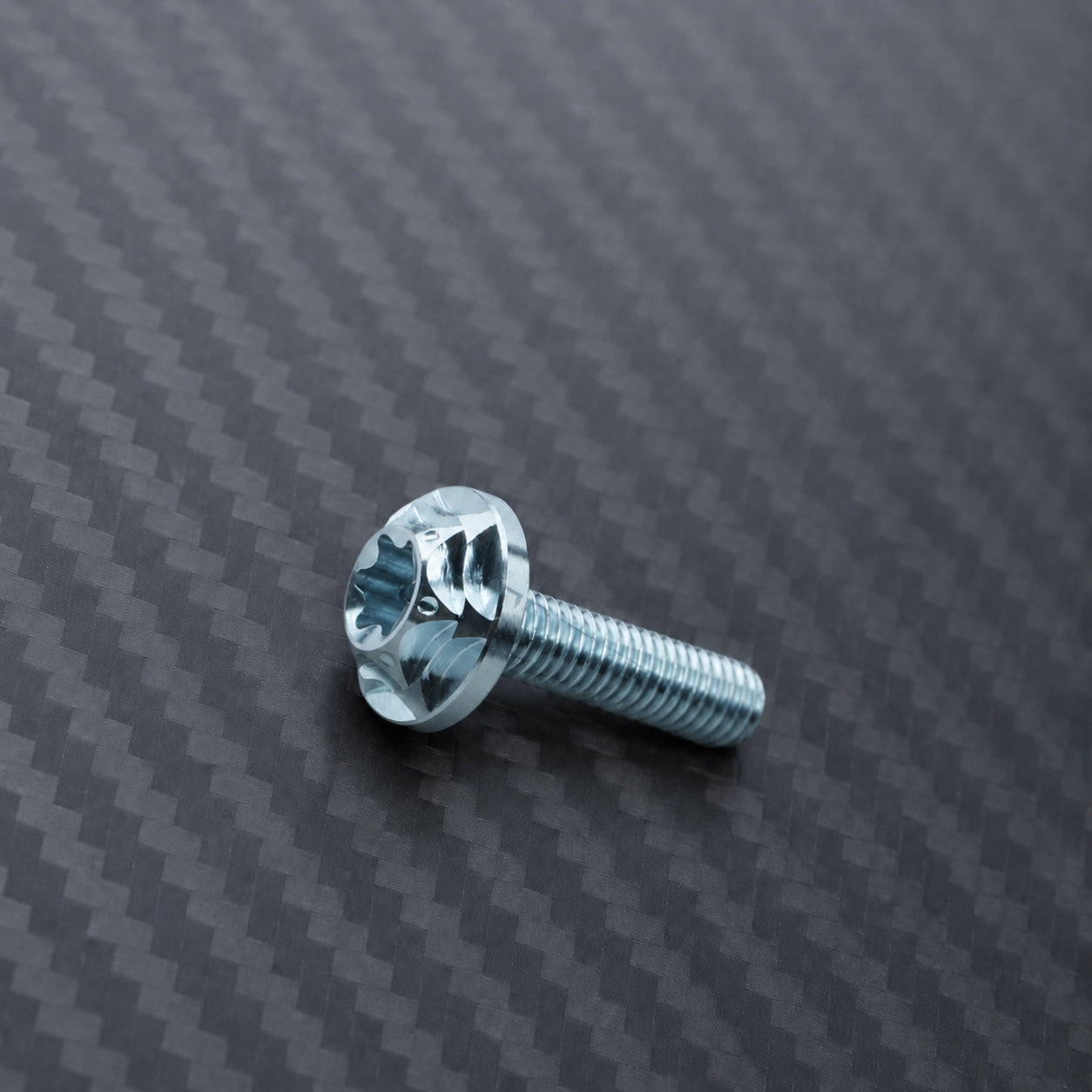 M8 Titanium Scalloped Flange Button Head Bolt – Ice Blue
