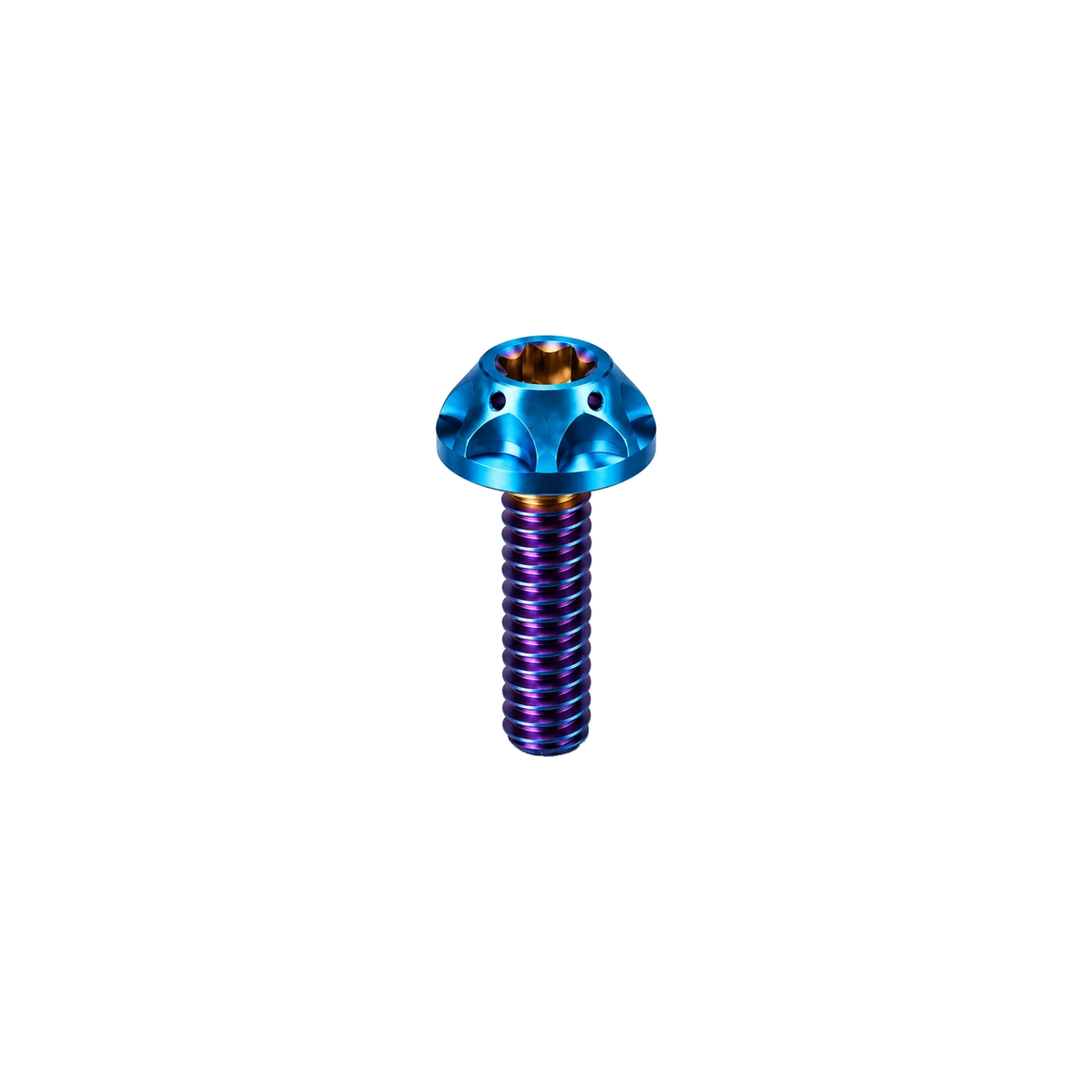 M5 Titanium Scalloped Flange Button Head Bolt — Burnt Blue