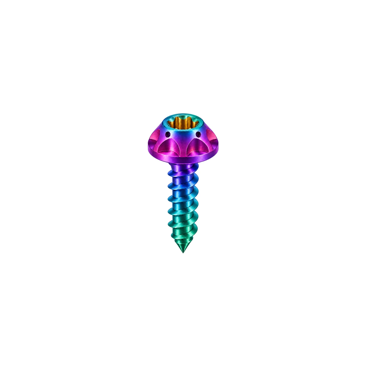 M5 Titanium Scalloped Flange Button Head Self-Tapping Screw — Rainbow