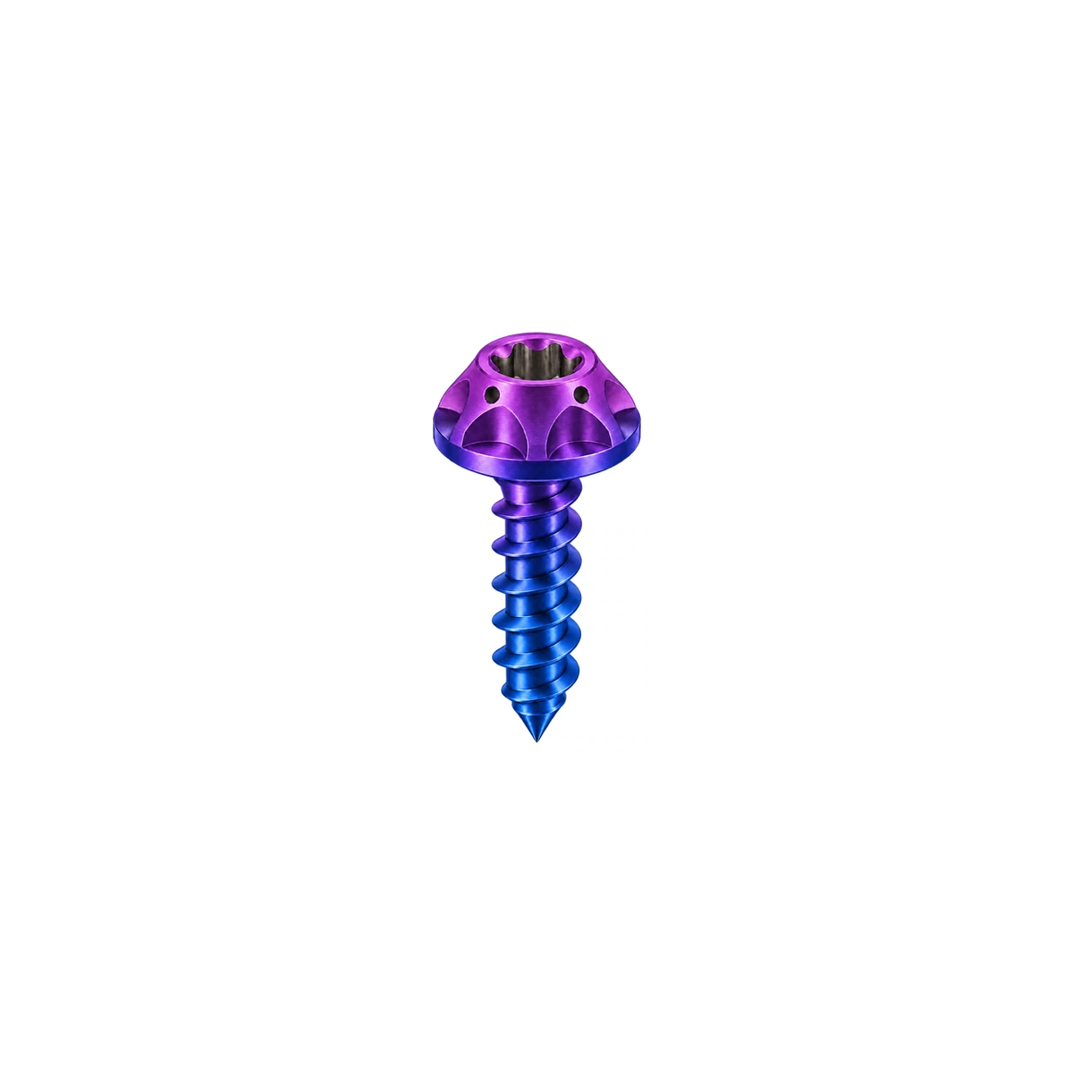 M5 Titanium Scalloped Flange Button Head Self-Tapping Screw — Blue Purple