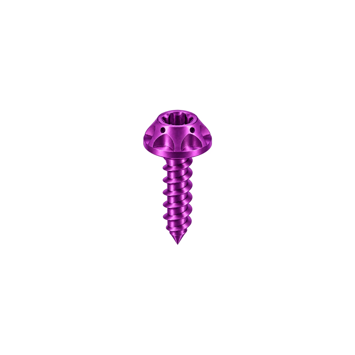M5 Titanium Scalloped Flange Button Head Self-Tapping Screw — Purple