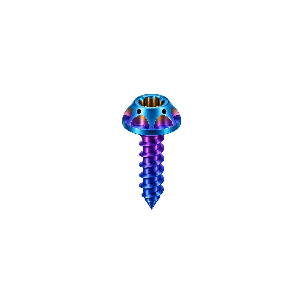 M5 Titanium Scalloped Flange Button Head Self-Tapping Screw — Burnt Blue