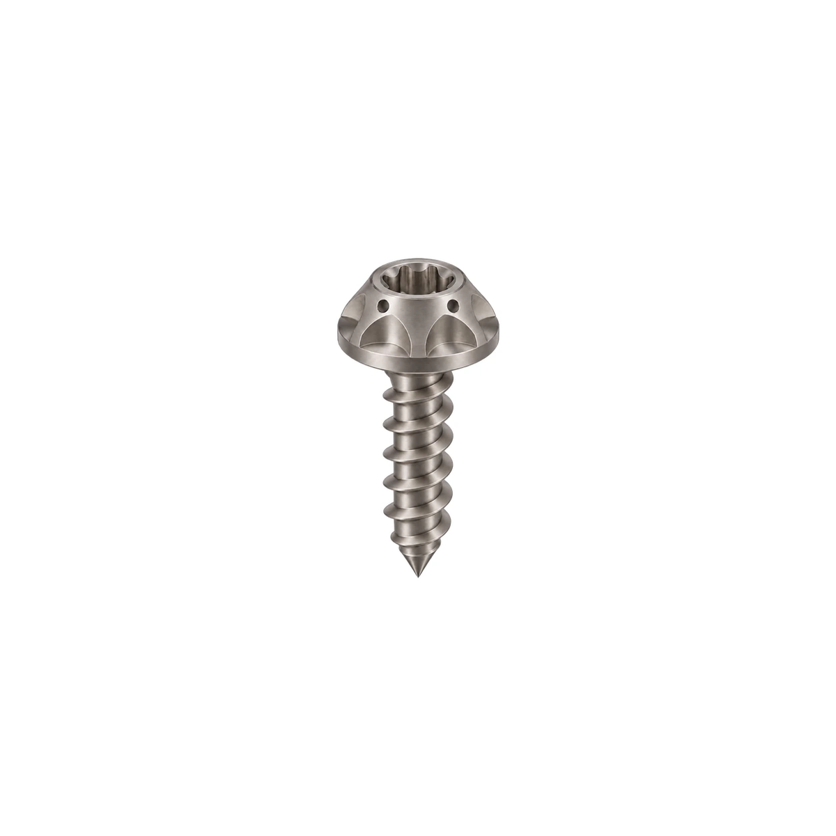 M5 Titanium Scalloped Flange Button Head Self-Tapping Screw — Raw Titanium