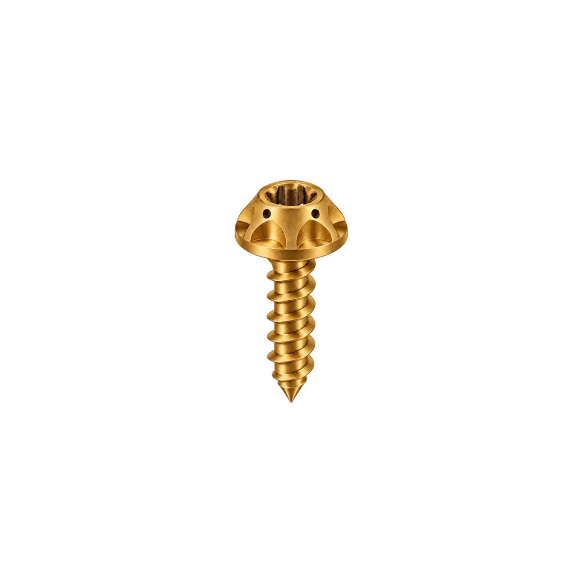 M5 Titanium Scalloped Flange Button Head Self-Tapping Screw — Gold