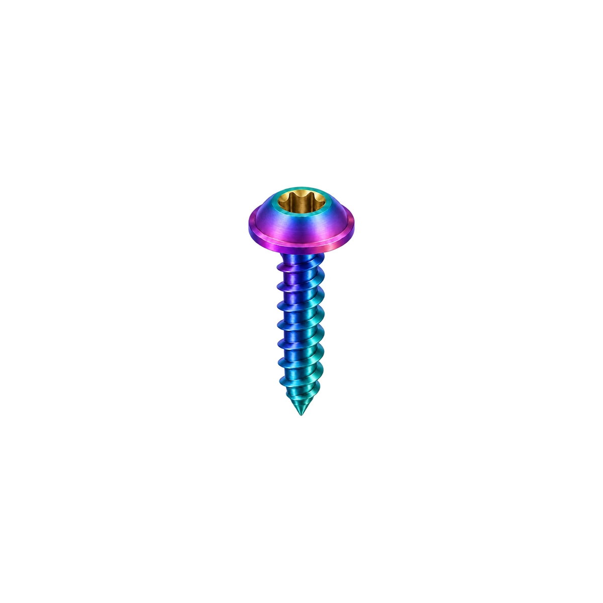M6 Titanium Flanged Button Head Self-Tapping Screw — Rainbow