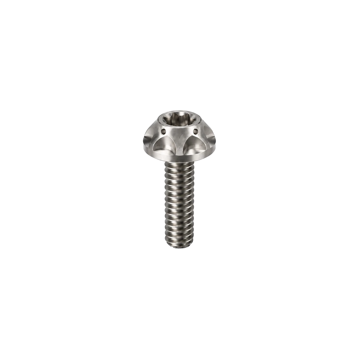 M8 Titanium Scalloped Flange Button Head Bolt — Raw Titanium