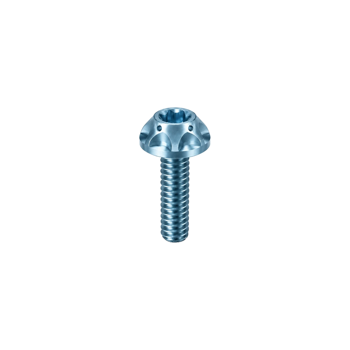 M8 Titanium Scalloped Flange Button Head Bolt — Ice Blue