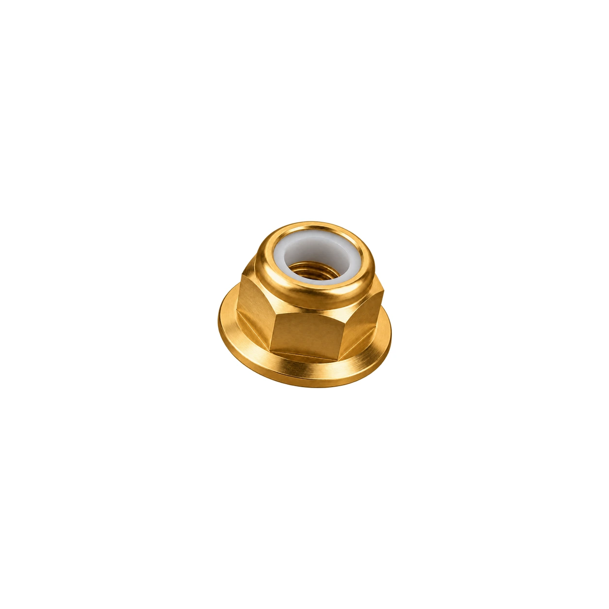 M5 Titanium Flanged Nylon Lock Nut — Gold