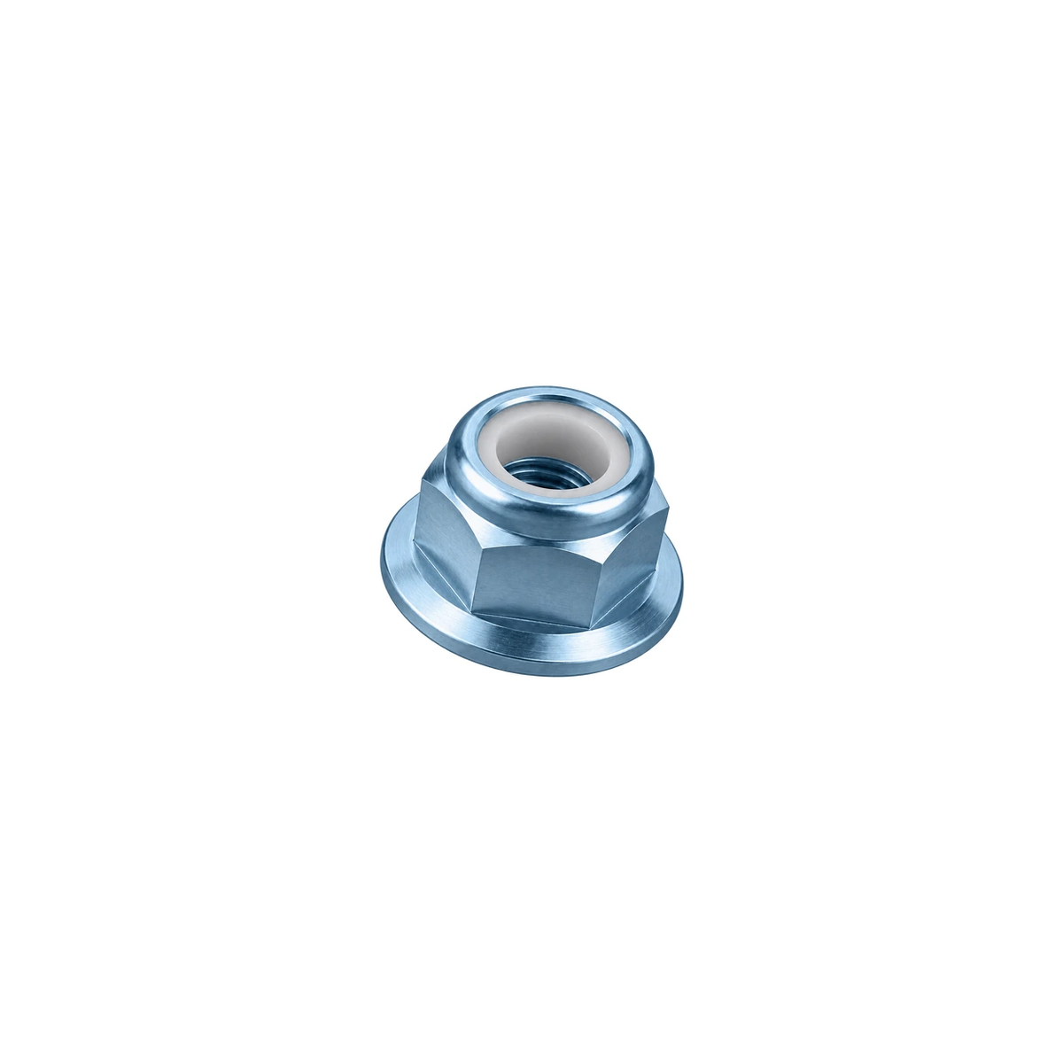 M5 Titanium Flanged Nylon Lock Nut — Ice Blue