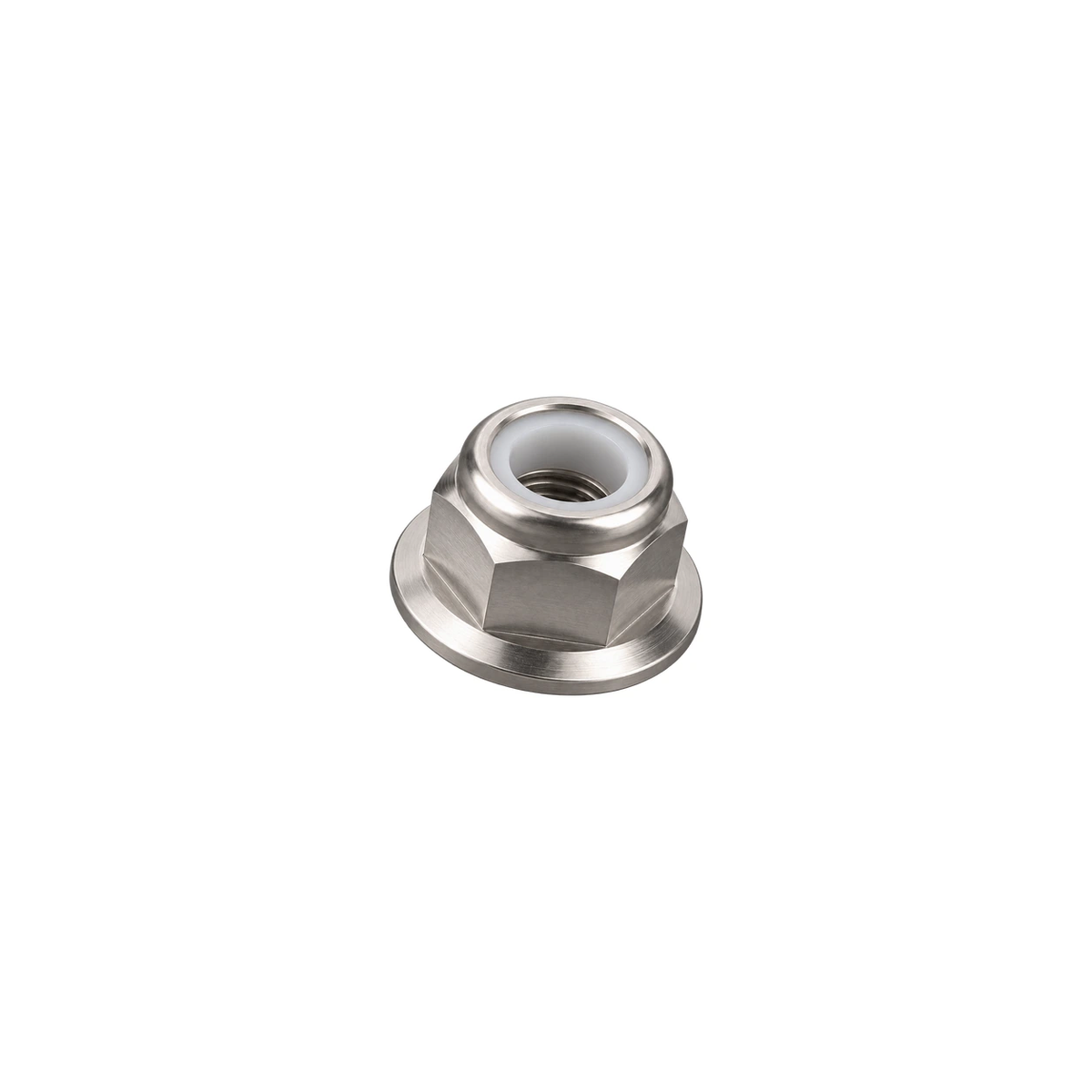 M10 x 1.5 Titanium Flanged Nylon Lock Nut — Raw Titanium