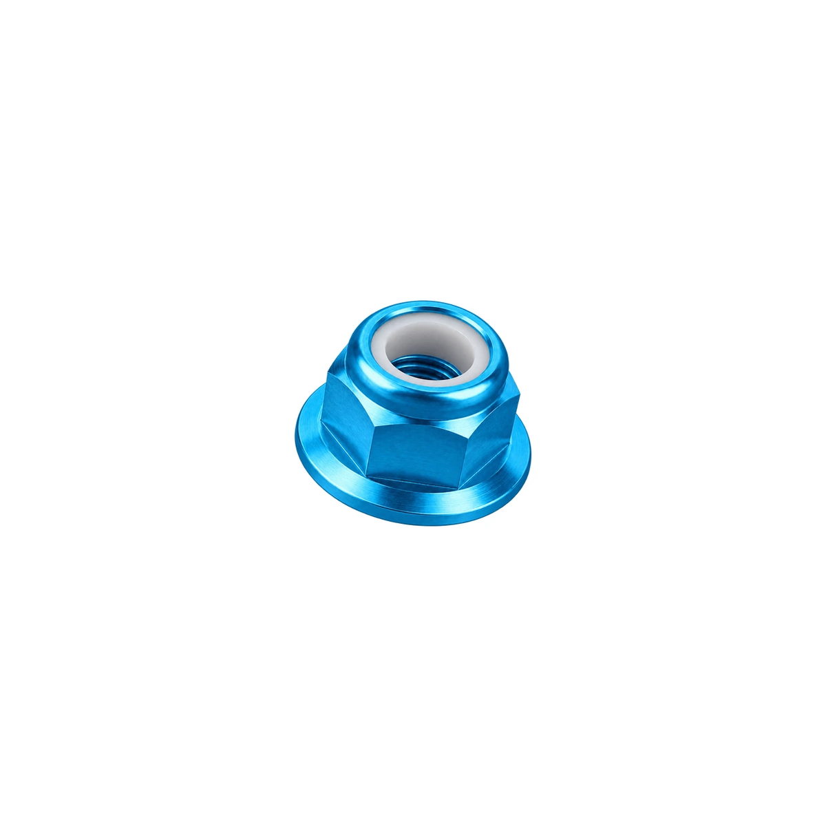 M10 x 1.5 Titanium Flanged Nylon Lock Nut — Aqua Blue