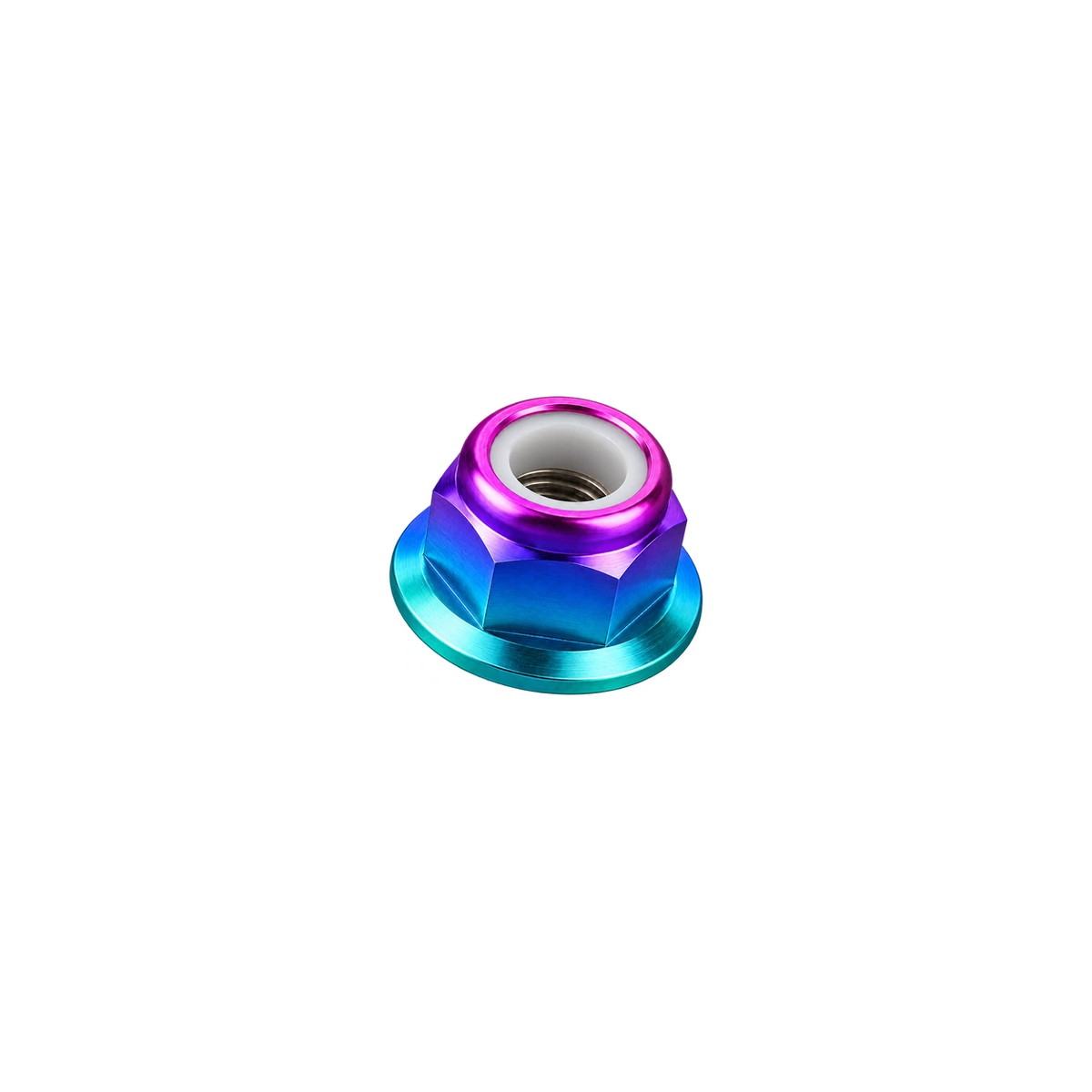 M10 x 1.5 Titanium Flanged Nylon Lock Nut — Candy Gloss