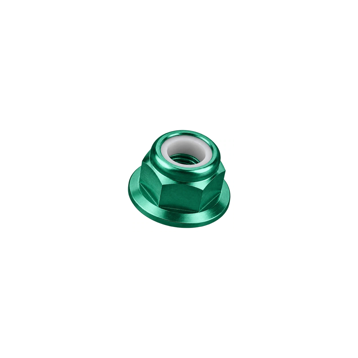 M12 x 1.25 Titanium Flanged Nylon Lock Nut — Green