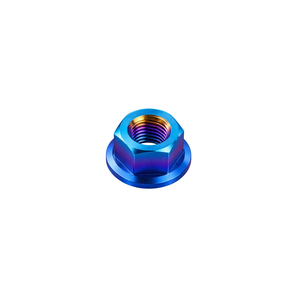 M6 Titanium Hex Flange Nut — Burnt Blue