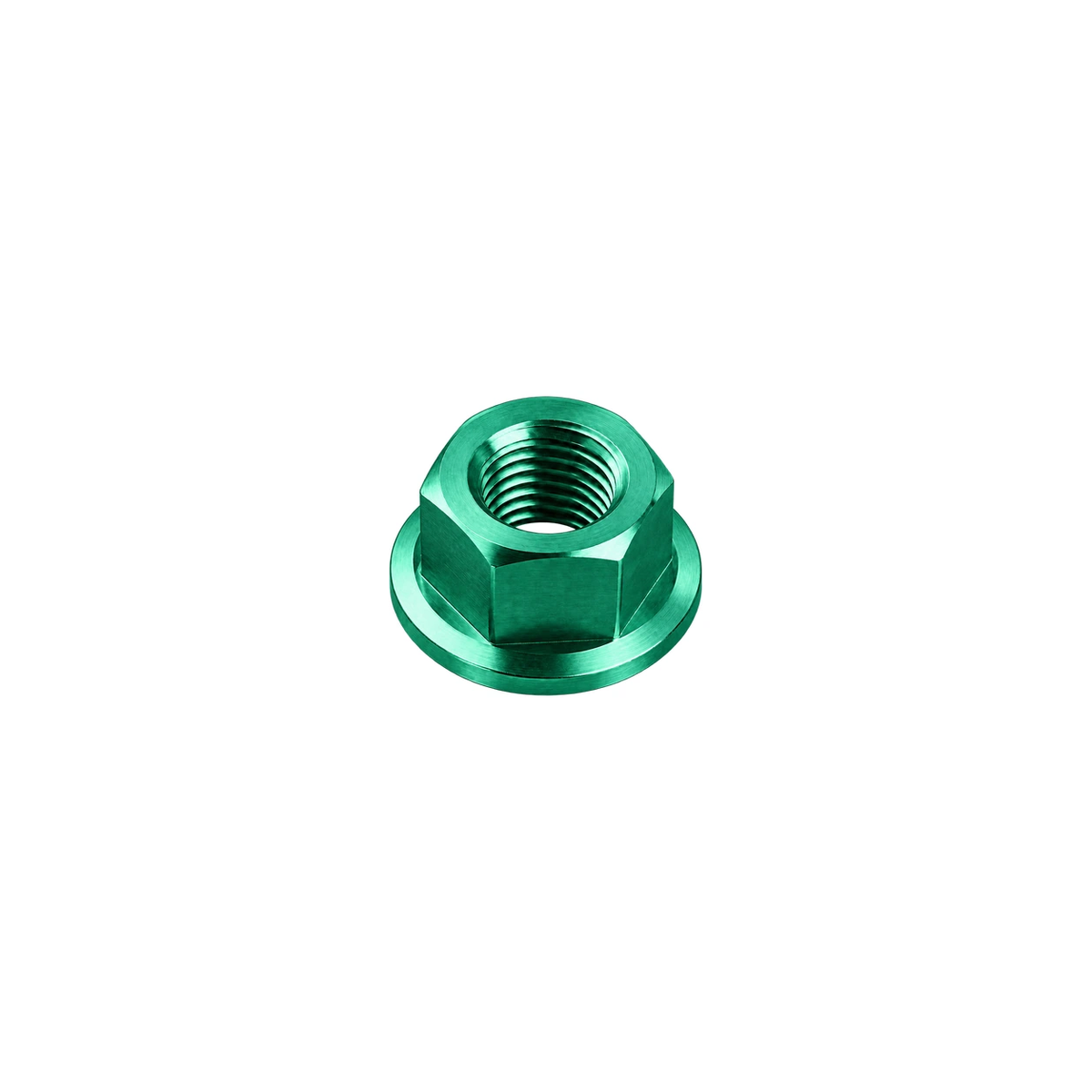 M6 Titanium Hex Flange Nut — Green