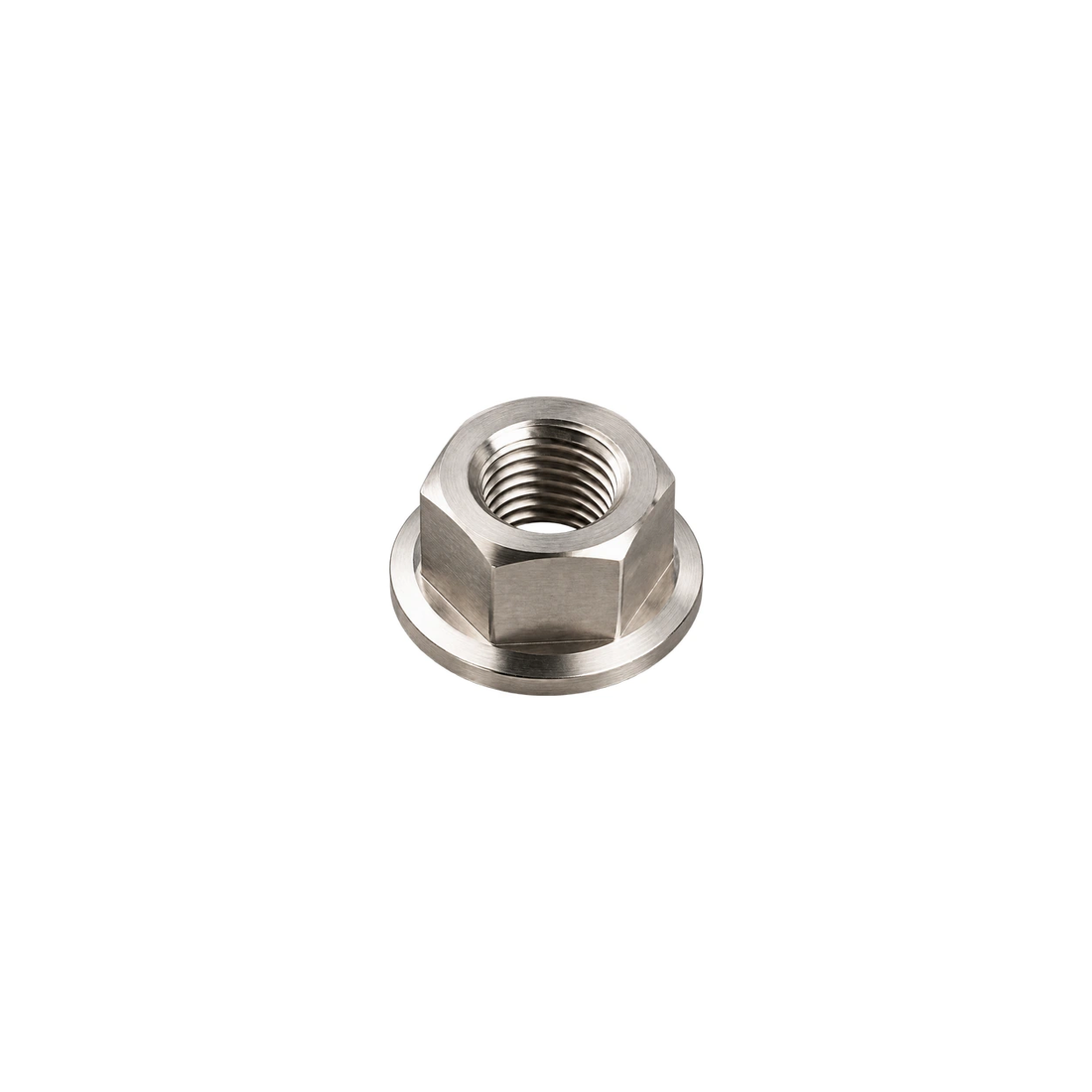 M7 Titanium Hex Flange Nut — Raw Titanium