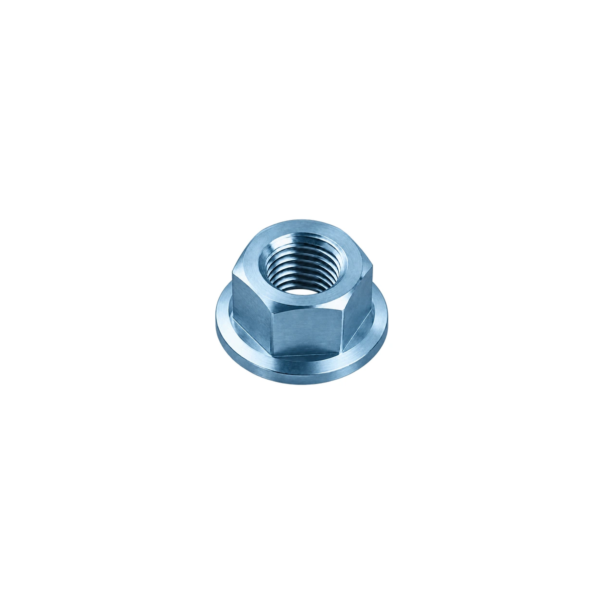 M8 Titanium Hex Flange Nut — Ice Blue