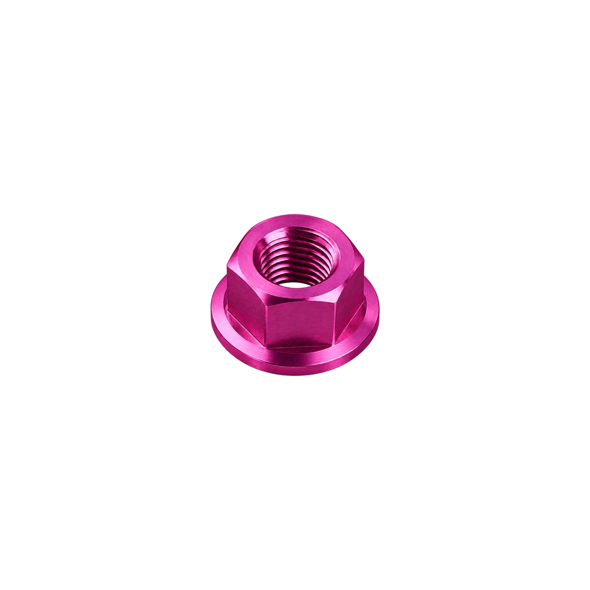 M10 x 1.0 Titanium Hex Flange Nut — Magenta
