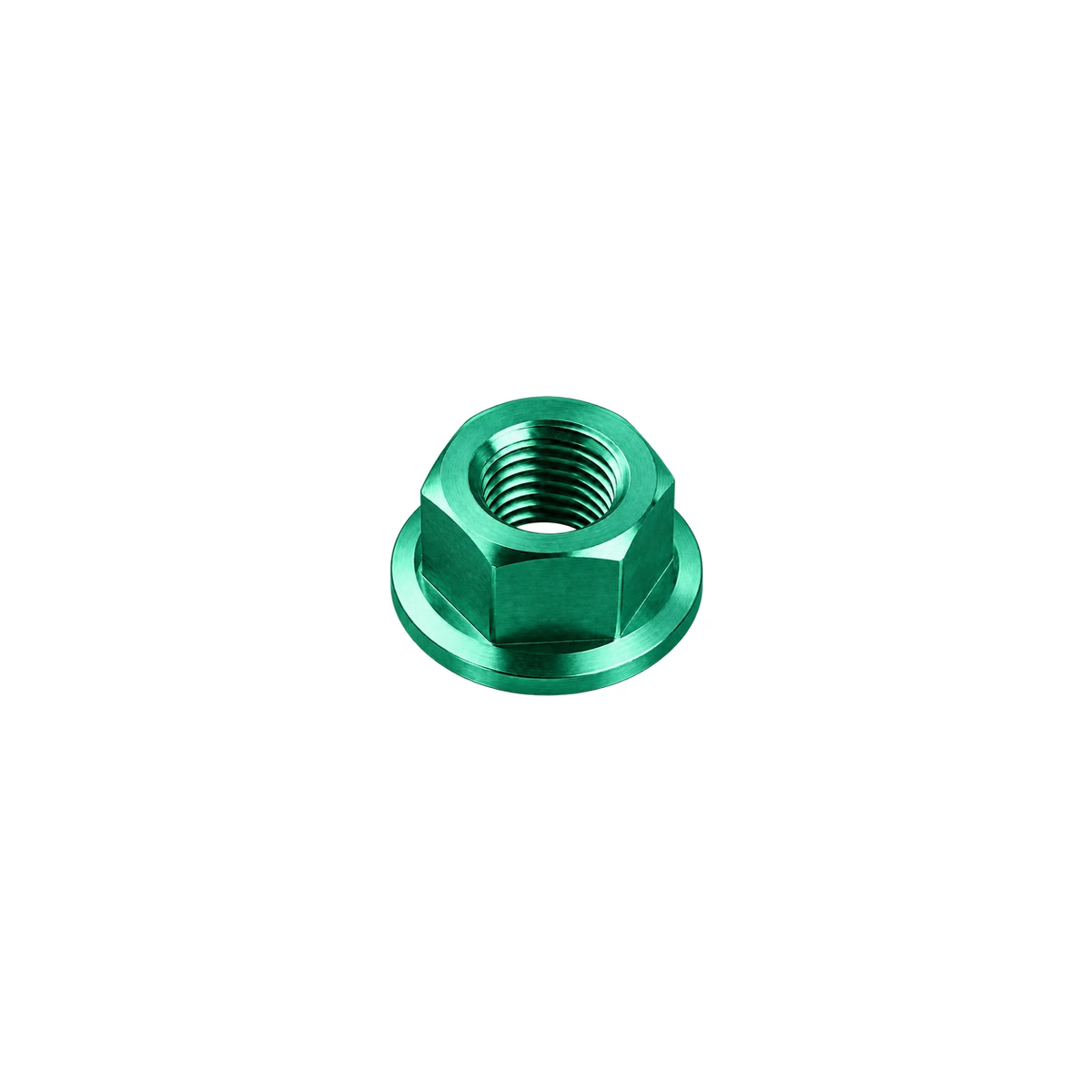M10 x 1.25 Titanium Hex Flange Nut — Green